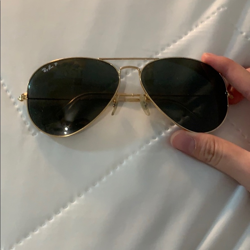 Authentic Polarized Ray Ban Aviators Large Gold